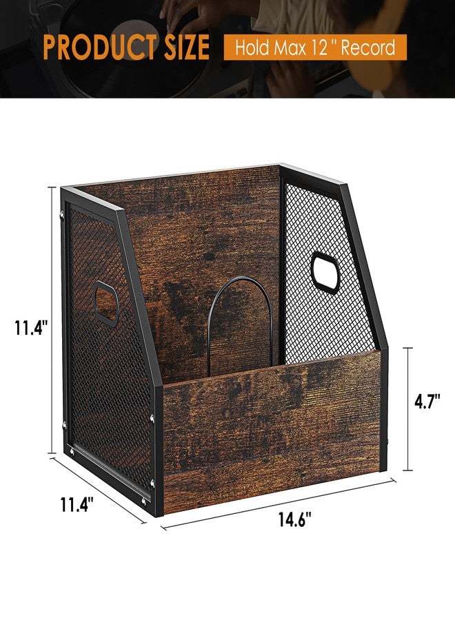 DOLALIKE Vinyl Record Storage, Vintage Wood Album Record Holder with Dividers Storage 100+ Records, Vinyl Record Box Case Crate for Book, Magazine, Organizer (Trapezium) - Image 2