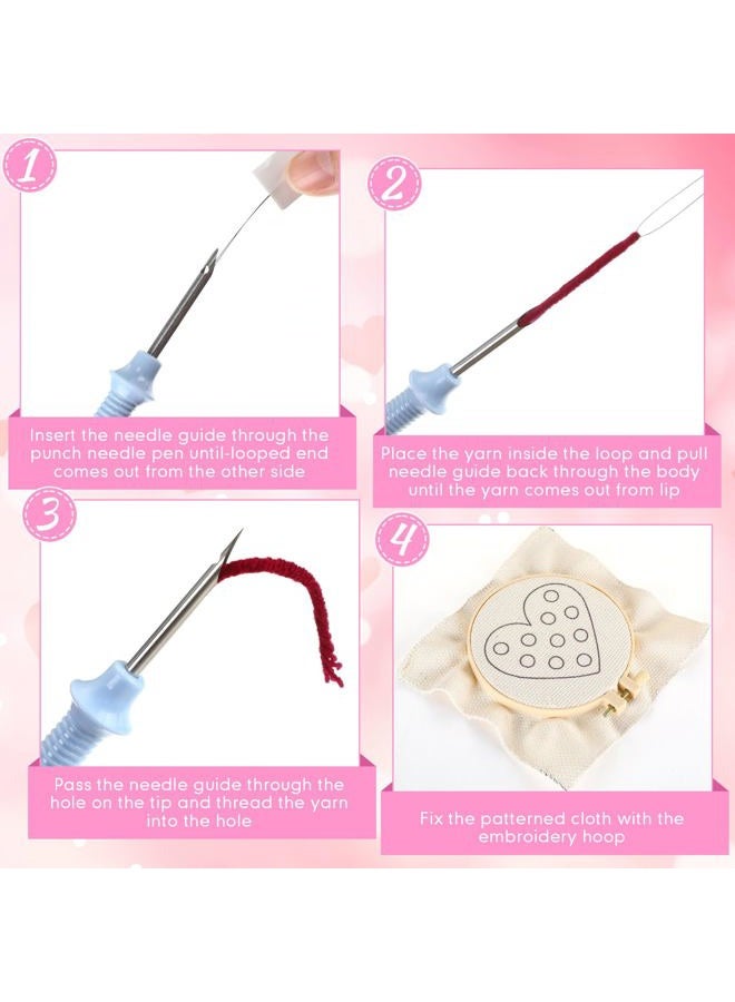 Yaomiao 6 Pcs Valentine's Day Punch Needle Coaster Kit Embroidery Kits Punch Needle Set Craft Supplies with Patterns Yarns Tools Adhesive Felt Embroidery Hoop Instruction Holder for DIY - Image 3