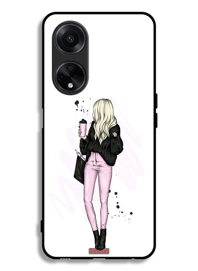 Tolwak Oppo F23 5G Protective Case Cover Girl Holding Coffee Cup Art - Image 1