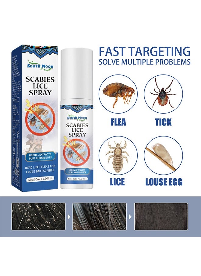 SOUTH MOON - Scabies Lice Spray, Head Care, Deep Pore Cleansing, Head Lice Removal Spray, 30ML/1.0 FL.OZ - Image 1