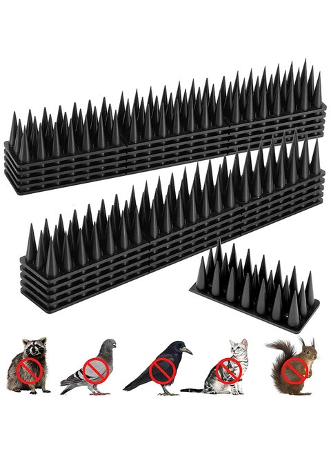 12 Pack Anti Bird Spikes - Huge 5m Coverage with 2500 Spikes - Pigeon Deterrent - Wall & Fence Spikes for Cats & Birds - Anti Pigeon Spikes Anti Bird Plastic Fence Spikes for Railing and Roof