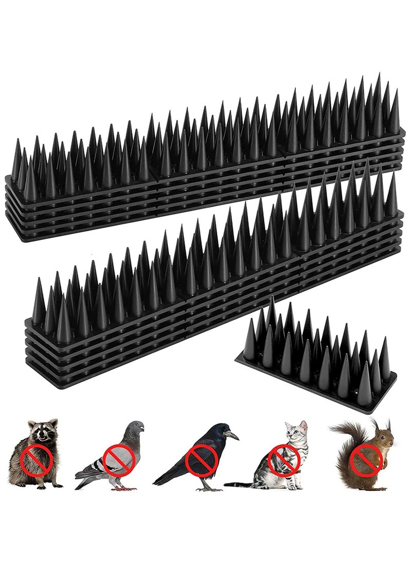 12 Pack Anti Bird Spikes - Huge 5m Coverage with 2500 Spikes - Pigeon Deterrent - Wall & Fence Spikes for Cats & Birds - Anti Pigeon Spikes Anti Bird Plastic Fence Spikes for Railing and Roof