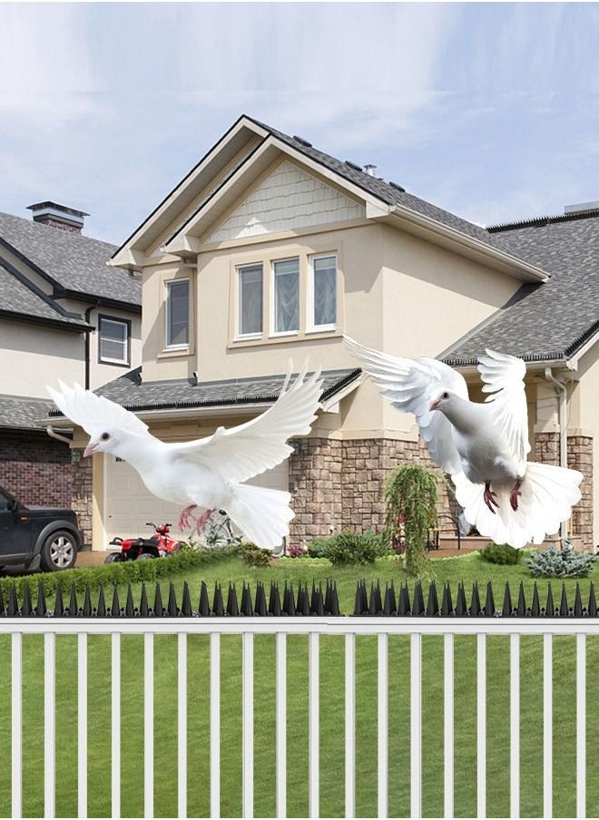 12 Pack Anti Bird Spikes - Huge 5m Coverage with 2500 Spikes - Pigeon Deterrent - Wall & Fence Spikes for Cats & Birds - Anti Pigeon Spikes Anti Bird Plastic Fence Spikes for Railing and Roof
