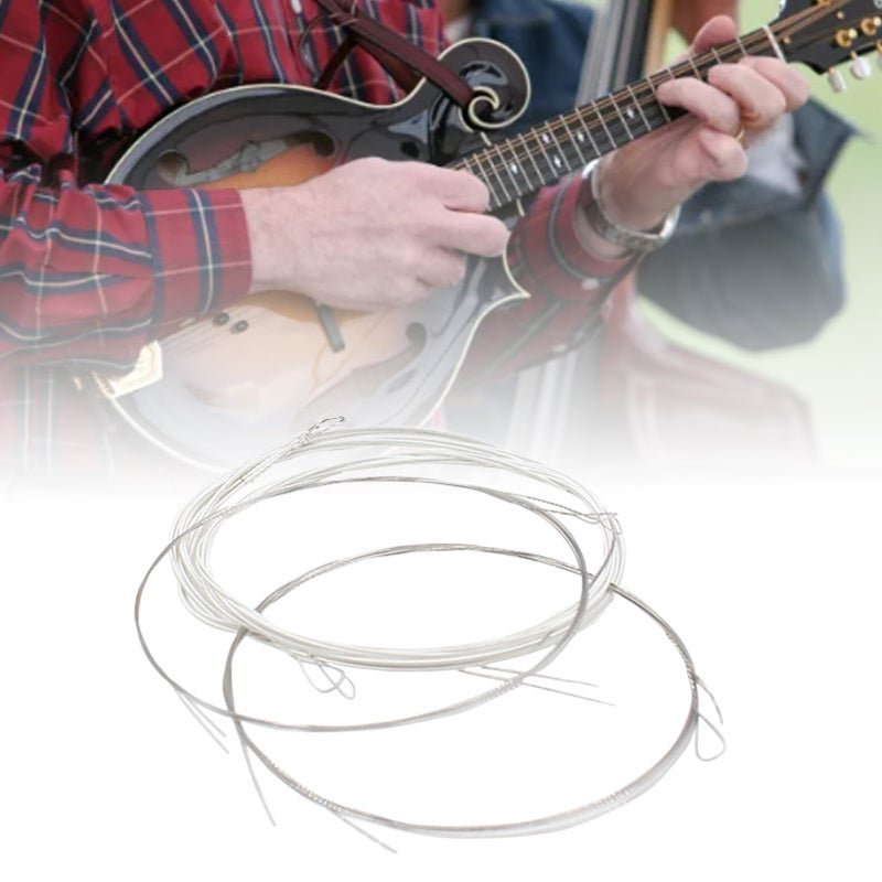 أوتار الماندولين: مجموعة من 8 قطع من النحاس المُقلي بالفضة - مجموعة ماندولين ذات نغمة واضحة ومتينة وسهلة التركيب لعشاق العزف على الماندولين - Image 1