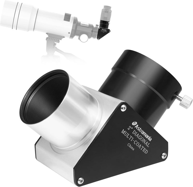 Astromania 2 Inch Star Diagonal 90-Degree Mirror with 93% Reflectivity Dielectric Coatings - Fully Metal for Refracting Telescope Eyepiece Lens for Astronomical Visual Astrophotography - Image 1