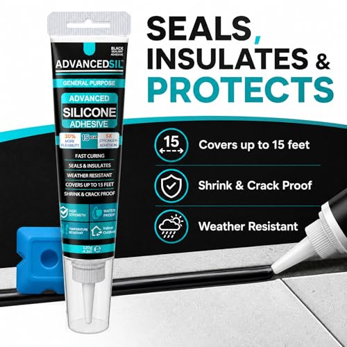 ADVANCEDSIL Black Silicone Sealant & Caulk Tube with Finishing Tool – Weatherproof, Flexible, Strong Adhesion for Bathroom, Roof, Window, and Automotive Sealing - Image 4