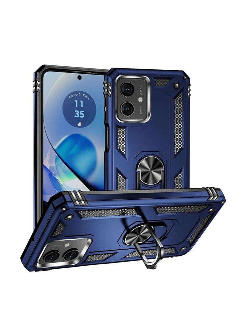 عام الغطاء متوافق مع هاتف Motorola Moto G54، ويوفر حماية عالية المستوى من الصدمات بزاوية 360 درجة، متين وقوي، ومزود بحامل.