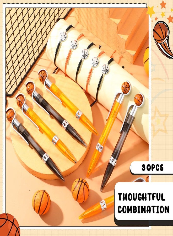 Sabary 30 Pcs Basketball Party Favors Set, 15 Pens 15 Basketball Theme Bracelets Ballpoint Pen Adjustable Bracelet Party Gifts for Team Members - Image 4