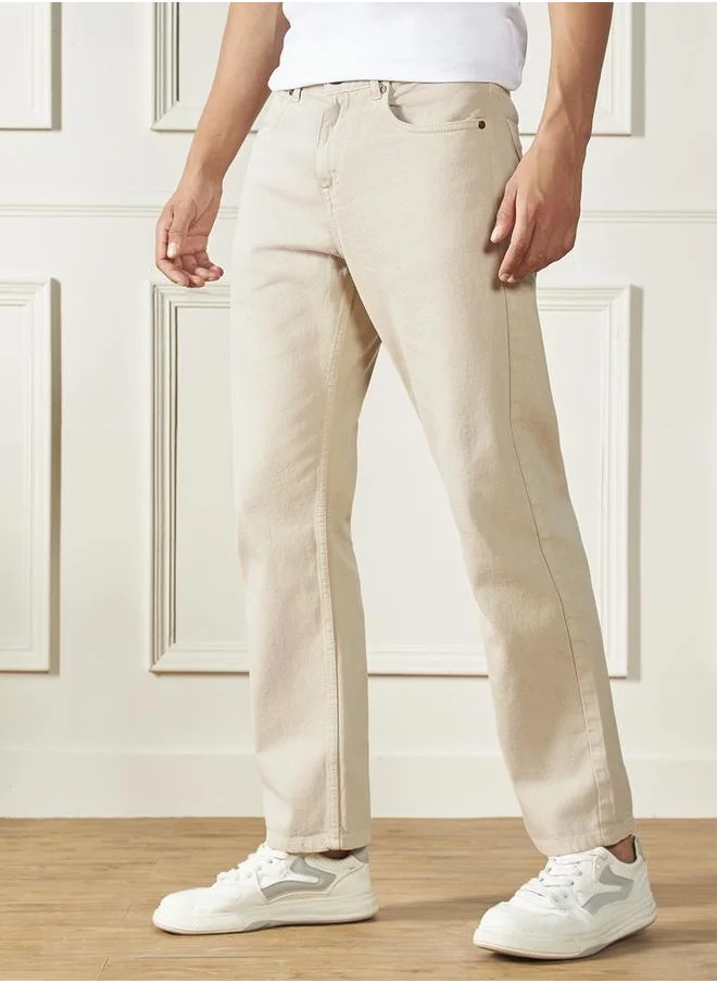 دينيس لينغو Men’s Ecru Relaxed Fit Jeans