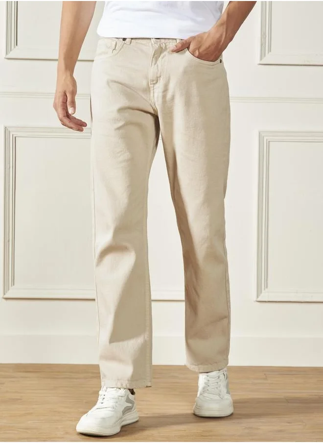 دينيس لينغو Men’s Ecru Relaxed Fit Jeans