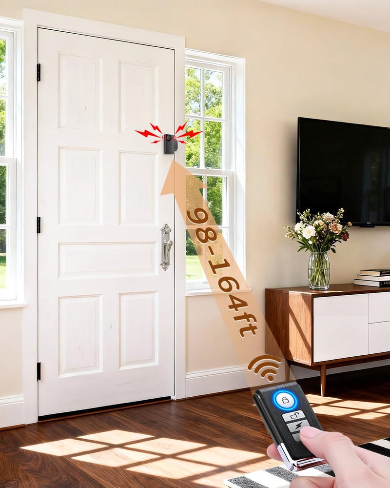 WSDCAM Door Alarm When Door Opens, Wireless 110dB Anti-Theft with Remote, Door Bells Chimes, Magnetic Security Alarms for Door, Window, Cabinet, Pool Safety for Kids, Alzheimer's Care (Black, 2 Pack) - Image 2