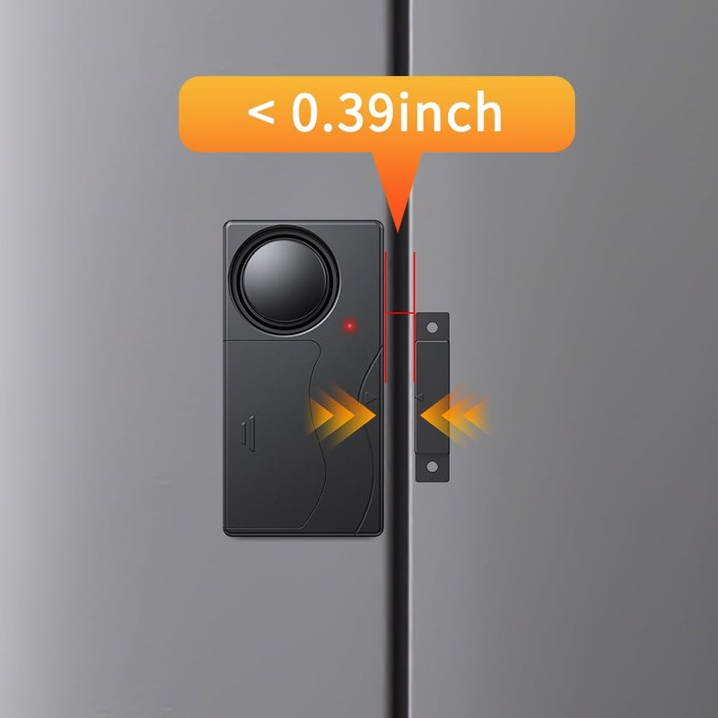 WSDCAM Door Alarm When Door Opens, Wireless 110dB Anti-Theft with Remote, Door Bells Chimes, Magnetic Security Alarms for Door, Window, Cabinet, Pool Safety for Kids, Alzheimer's Care (Black, 2 Pack) - Image 3