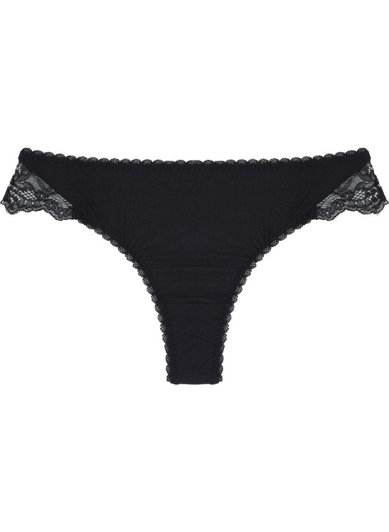Magic Form 789 Front Fabric Back Lace Normal Panties - Black  - Image 1