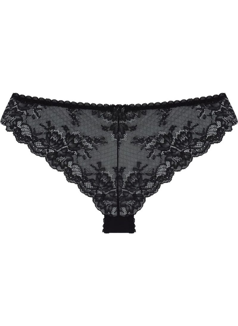 Magic Form 789 Front Fabric Back Lace Normal Panties - Black  - Image 2