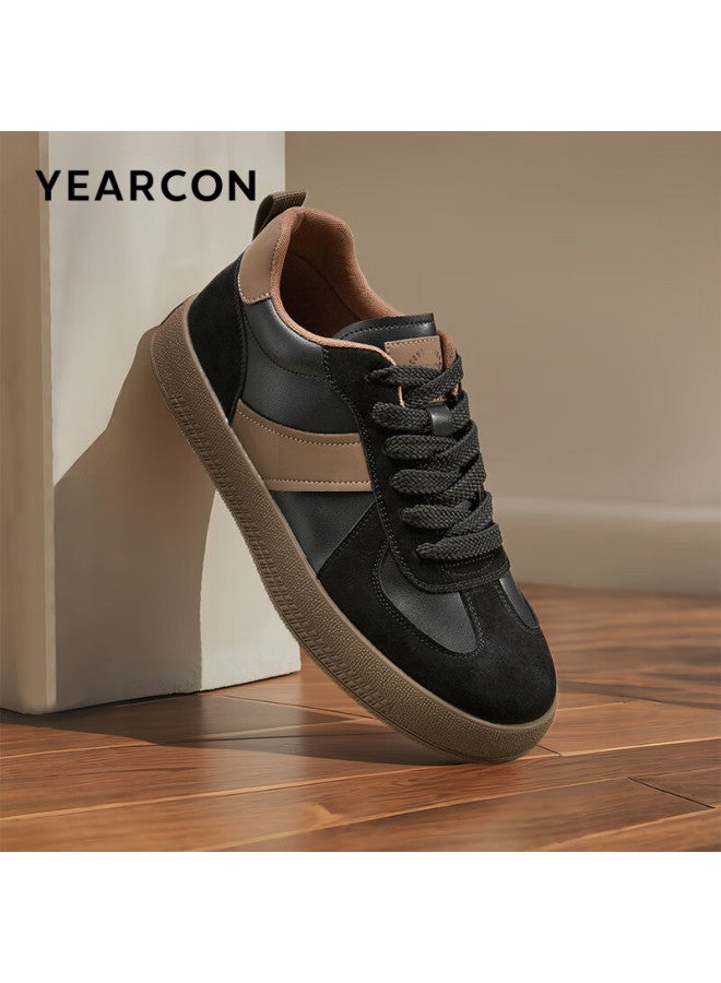 YEARCON Yierkang Men's Thick-soled Fashion Casual Training Shoes All-match Casual Board Shoes 96974w Black/brown 42 - Image 1