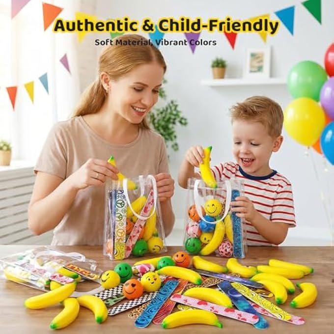 LovesTown 30PCS Banana Stress Toys, Stretchy Banana Fidget Toys Mini squishies Banana Toys for Stress Relief Kids Adults Party Favors - Image 4