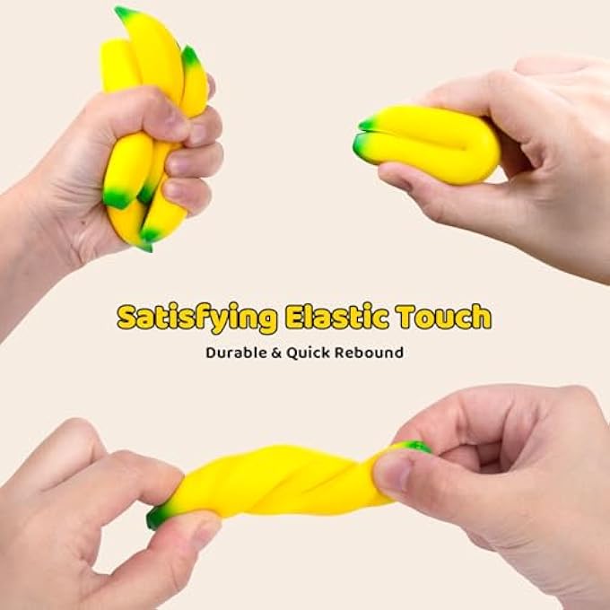 LovesTown 30PCS Banana Stress Toys, Stretchy Banana Fidget Toys Mini squishies Banana Toys for Stress Relief Kids Adults Party Favors - Image 2