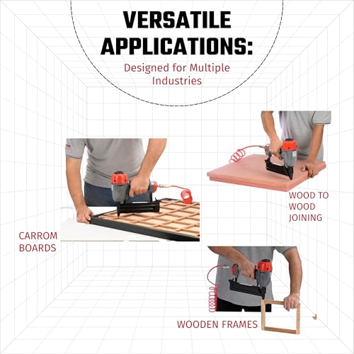 Kaymo ECO-PB16G50 Pneumatic Brad Nailer | 16 Gauge T Series | 2 Kg Heavy-Duty Tool | 360° Exhaust | Ergonomic Rubber Grip | Full Metal Magazine | Safety Device | Wooden Flooring & Furniture Use - Image 5