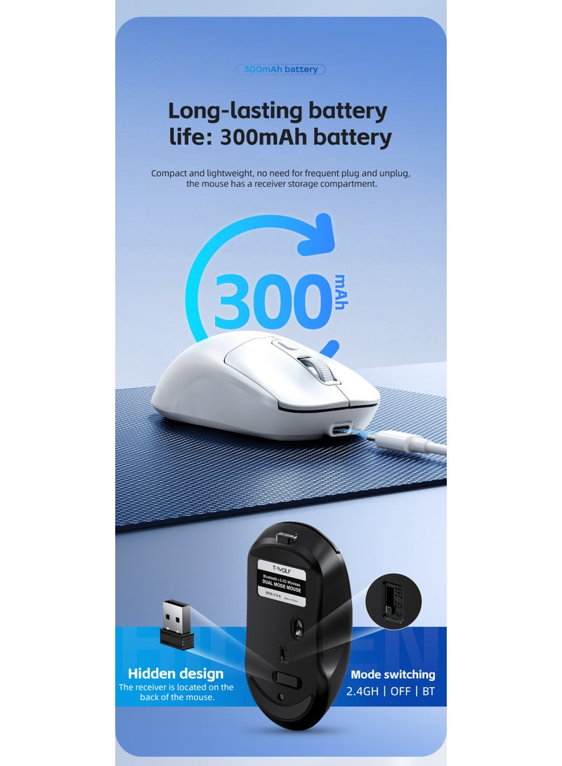 T-WOLF Q3 dual-mode wireless charging computer portable office gaming mouse is unique, featuring a silent button and a 3-level DPI mouse - Image 4