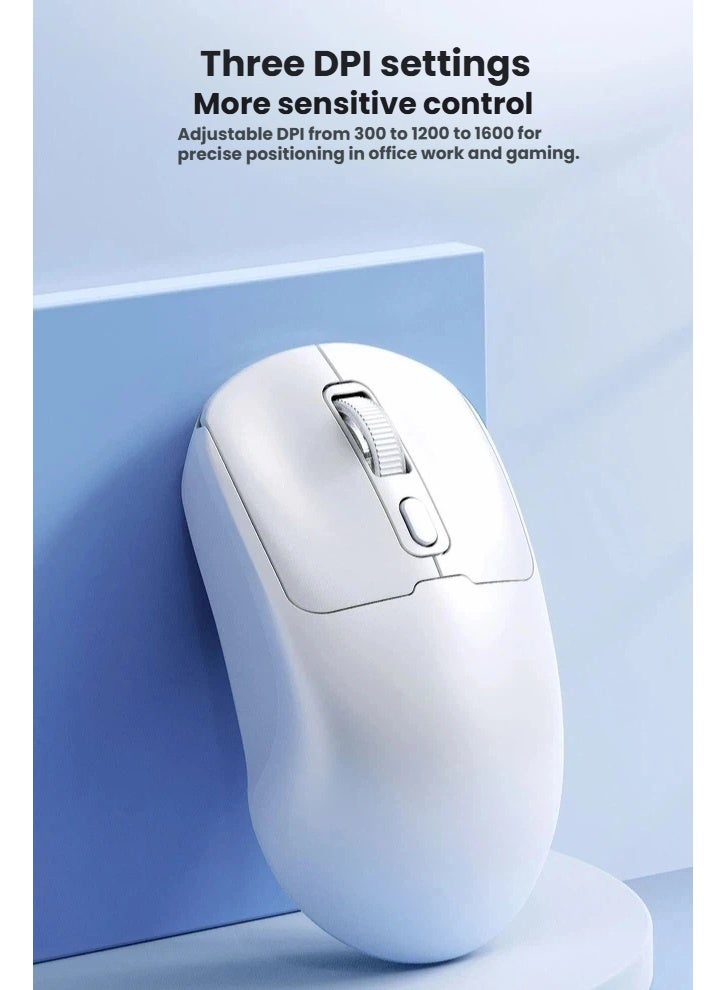 تي- وولف ماوس بلوتوث T-WOLF ، ماوس مكتب ، كمبيوتر شحن لاسلكي مزدوج الوضع ، ماوس ألعاب مكتب محمول مع ميزات فريدة من نوعها ، مجهزة بزر الصمت ووظيفة ضبط DPI ثلاثية المستويات ، ماوس أبيض - Image 5
