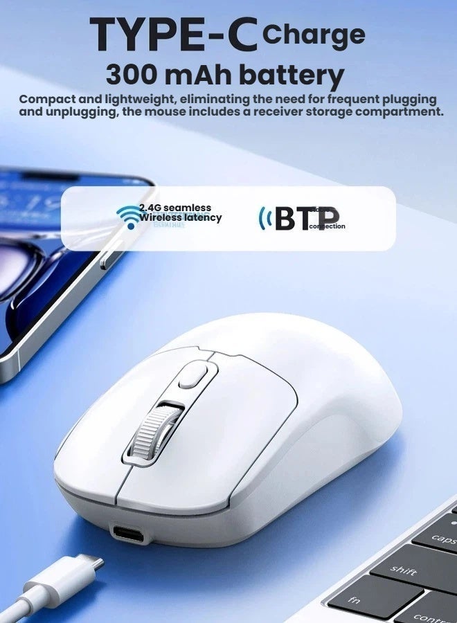 تي- وولف ماوس بلوتوث T-WOLF ، ماوس مكتب ، كمبيوتر شحن لاسلكي مزدوج الوضع ، ماوس ألعاب مكتب محمول مع ميزات فريدة من نوعها ، مجهزة بزر الصمت ووظيفة ضبط DPI ثلاثية المستويات ، ماوس أبيض - Image 4