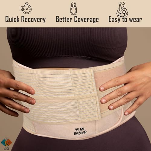 24 BH BAZAAR Abdominal & Back Support for Men & Women | Postpartum After Delivery & C-Section | Back Pain Relief with Lumbar Support, Waist & Tummy Compression | Adjustable Double Strap (Belt Length 49”, suitable for size - X / XXL, Beige ) - Image 4