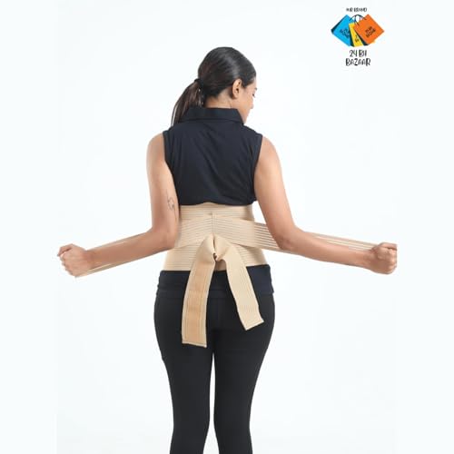 24 BH BAZAAR Abdominal & Back Support for Men & Women | Postpartum After Delivery & C-Section | Back Pain Relief with Lumbar Support, Waist & Tummy Compression | Adjustable Double Strap (Belt Length 49”, suitable for size - X / XXL, Beige ) - Image 3