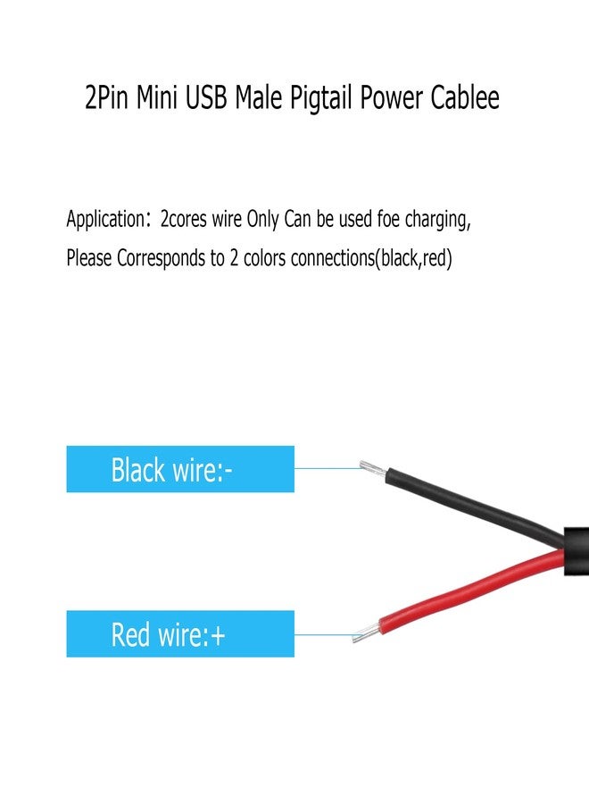 YAODHAOD USB Male Pigtail Power Cable - Mini to 2 Pin - 5V 3A - Easy Soldering - DIY Replacement - 1M/3.3FT (2 Pin) - Image 4