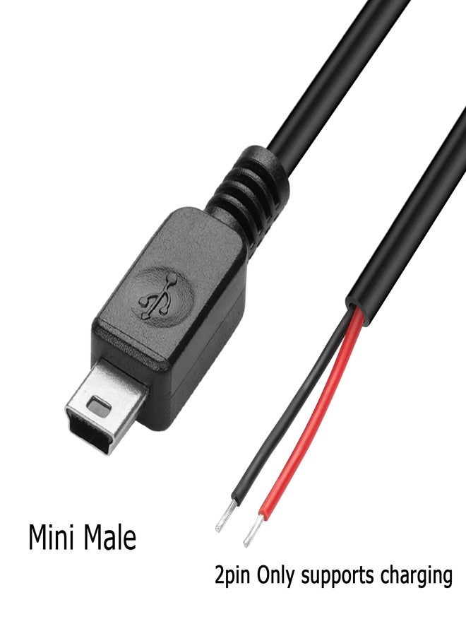YAODHAOD USB Male Pigtail Power Cable - Mini to 2 Pin - 5V 3A - Easy Soldering - DIY Replacement - 1M/3.3FT (2 Pin) - Image 2