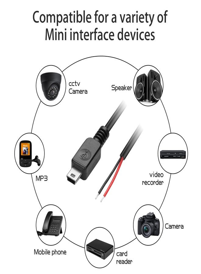 YAODHAOD USB Male Pigtail Power Cable - Mini to 2 Pin - 5V 3A - Easy Soldering - DIY Replacement - 1M/3.3FT (2 Pin) - Image 5