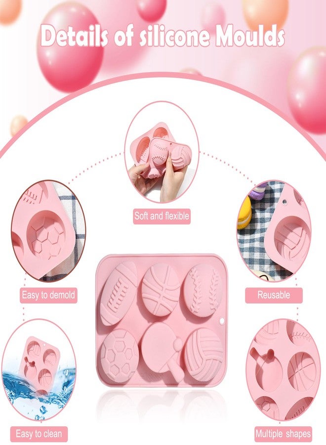 Airssory 2 pcs Sport Theme Fondant Molds Football Basketball Volleyball Tennis Rugby Molds 3D for DIY Party Cake Jello Chocolate Candy Epoxy Resin Craft Making Decoration - Image 3