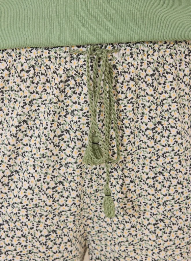 women'secret Long Green Ribbed Cotton Pajamas