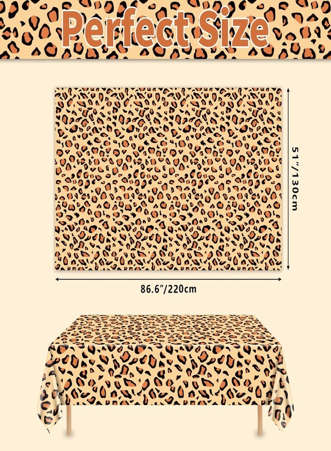 PTECDROTS 4Pcs Leopard Tablecloths, Rectangular Safari Animal Cheetah Print Table Cloths, Cheetah Party Decorations Striped Tablecloth for Zoo Jungle Safari Leopard Party Decorations, 51x 86Inch - Image 2