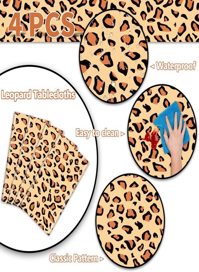 PTECDROTS 4Pcs Leopard Tablecloths, Rectangular Safari Animal Cheetah Print Table Cloths, Cheetah Party Decorations Striped Tablecloth for Zoo Jungle Safari Leopard Party Decorations, 51x 86Inch - Image 3
