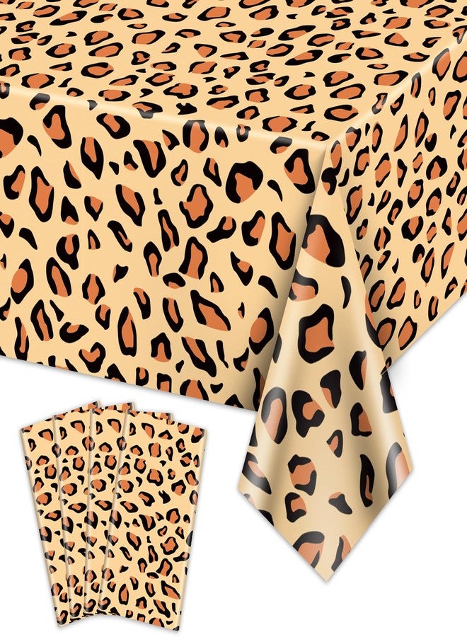 PTECDROTS 4Pcs Leopard Tablecloths, Rectangular Safari Animal Cheetah Print Table Cloths, Cheetah Party Decorations Striped Tablecloth for Zoo Jungle Safari Leopard Party Decorations, 51x 86Inch - Image 1