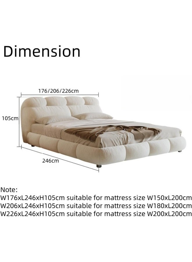 LUXURY LUXE Luxury Luxe Velvet Upholstered King Queen Size Bed Frame with Mattress - Modern Off-White Bedroom Furniture, Suitable for Mattress (160 x 200 cm With Spring Mattress)  - Image 2