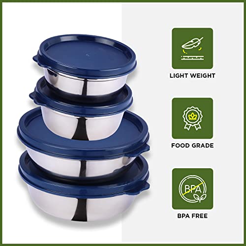 SOPL-OLIVEWARE Oliveware Elegant Combo Storage Containers, 100% Leak Proof and Dishwasher Safe, 4 Stainless Steel Containers with BPA Free Lid (2x450ml & 2x250ml) - Blue - Image 2