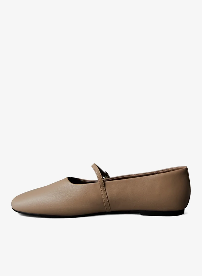 CALVIN KLEIN Leather Square Toe Ballerinas