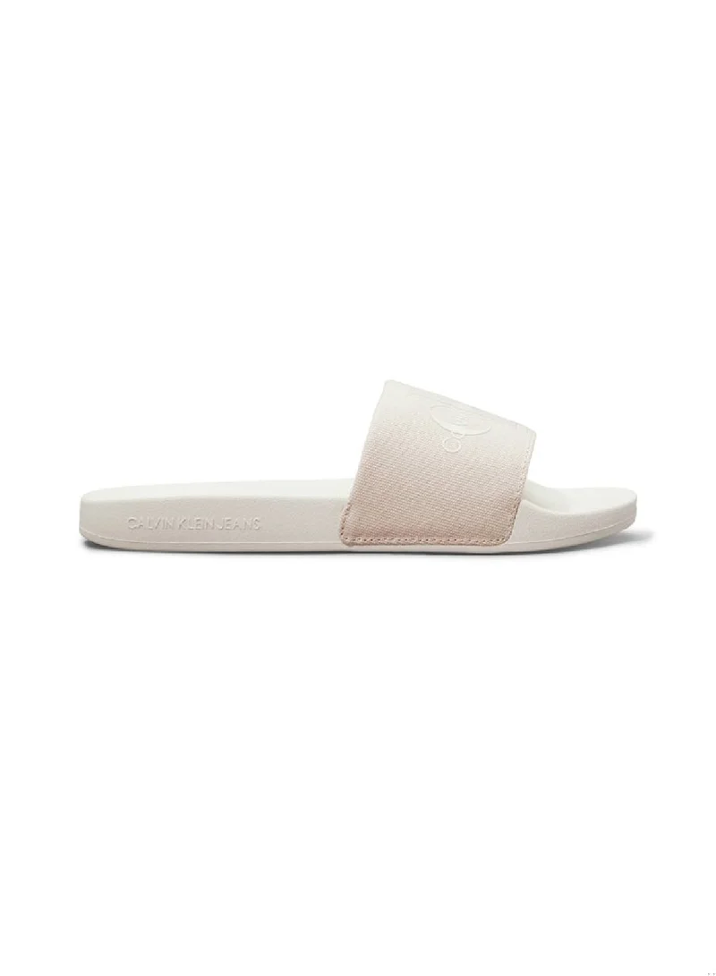Calvin Klein Jeans Women's Canvas Sliders - Recycled blend cotton canvas upper, White