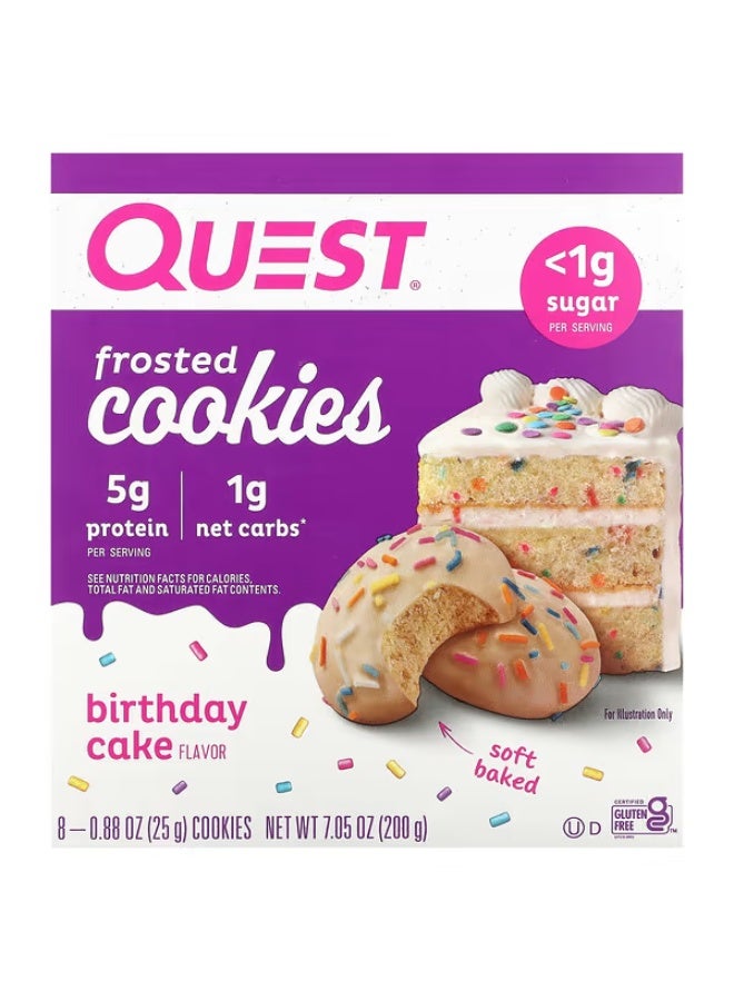 Quest Nutrition, Frosted Cookies, Birthday Cake, 8 Cookies, 0.88 oz (25 g) Each