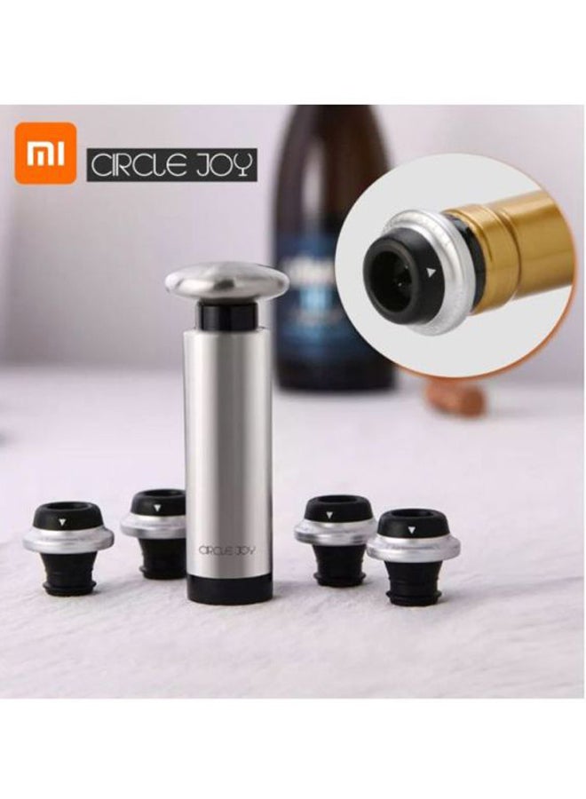 Xiaomi 5-Piece CircleJoy Wine Bottle Stopper Set Silver/Black 17.50x5x11cm - Image 2