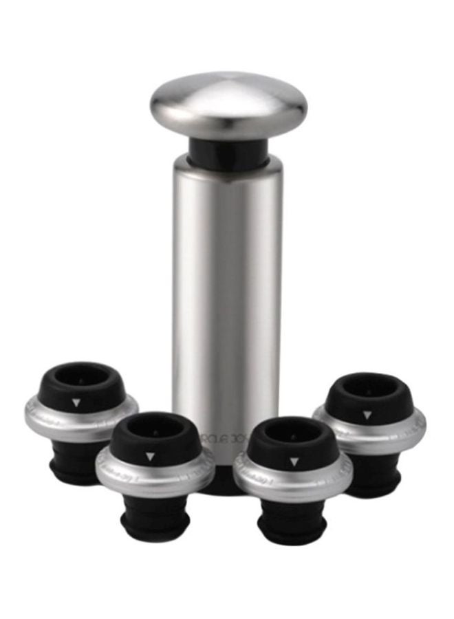 Xiaomi 5-Piece CircleJoy Wine Bottle Stopper Set Silver/Black 17.50x5x11cm - Image 1