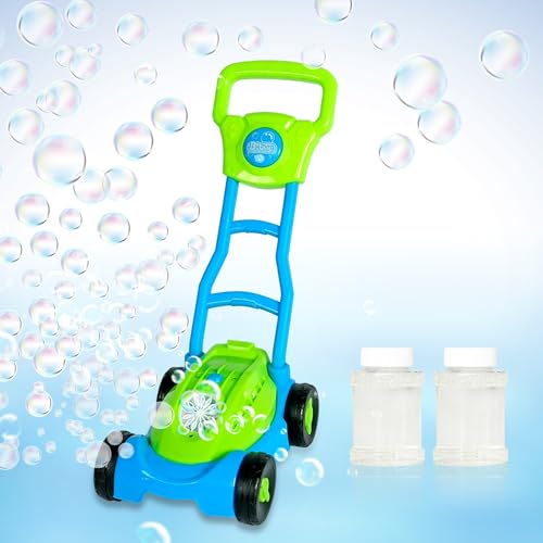 Easy Playhouse Lawn Mower Bubble Machine Lights Sounds PushPull Yard Work Toy Automatic Blower Bubble Solution Outdoor Pretend Play Kids 3 - Image 5