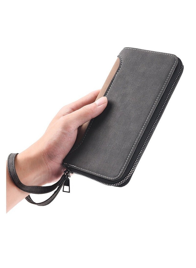 Casual Multi Slot Mens Long Wallet Coin Purse Large Capacity Zipper Card Holder - Image 3