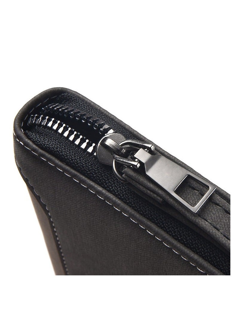 Casual Multi Slot Mens Long Wallet Coin Purse Large Capacity Zipper Card Holder - Image 4