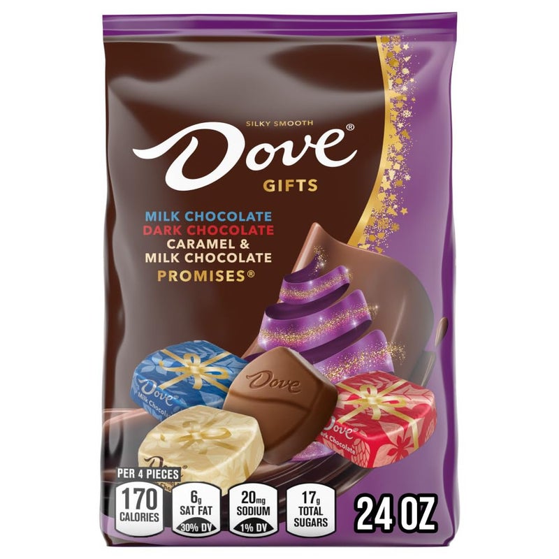DOVE PROMISES Milk, Dark & Caramel Christmas Candy, Assorted Chocolate Candy Variety Pack, Stocking Stuffers - 24 oz Bag - Image 1