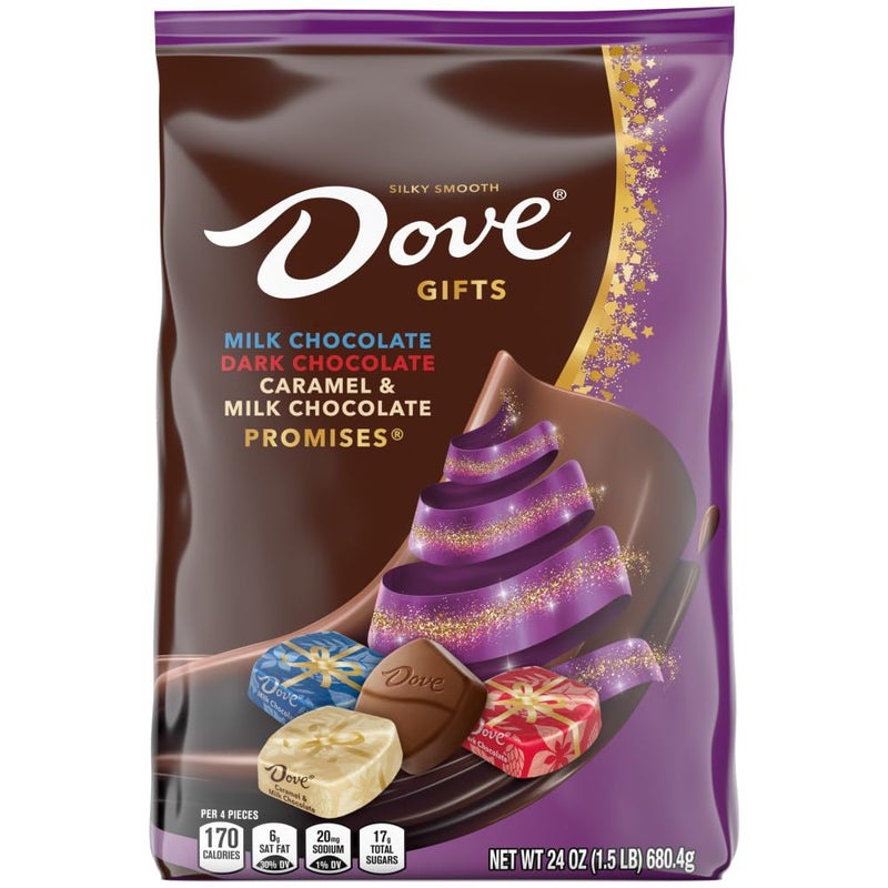 DOVE PROMISES Milk, Dark & Caramel Christmas Candy, Assorted Chocolate Candy Variety Pack, Stocking Stuffers - 24 oz Bag - Image 2