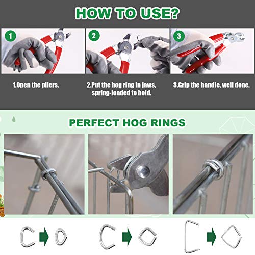 Keadic مجموعة كيديك من 362 قطعة من كماشة حلقة الخنزير المائلة مع حلقات خنزير مجلفنة، قفازات، 3/4"، 1/2"، و 3/8"، مجموعة احترافية لحلقات الخنزير لتغليف اللحم والنقانق البلاستيكية - Image 5