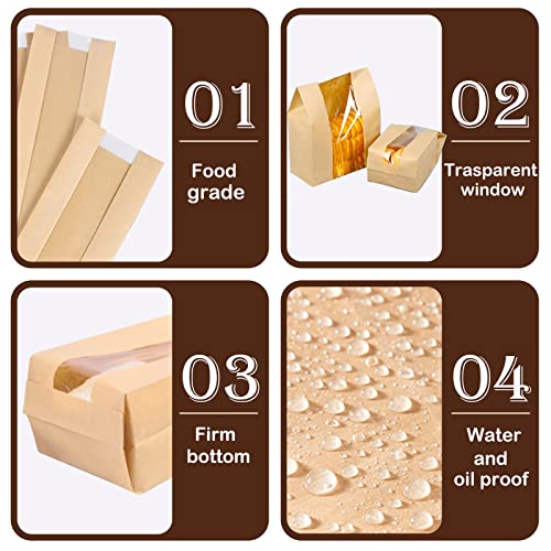 PONGHEI Large Paper Bread Bags for Homemade Sourdough-Bread Packaging Bag for Gifting, Label Seal Sticker Included Pack of 100(11.8x8.2x3.5 inch) - Image 3