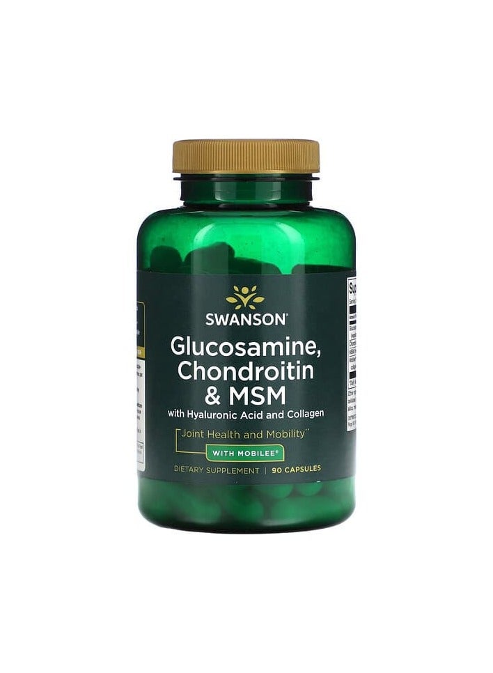 SWANSON Glucosamine, Chondroitin & MSM with Hyaluronic Acid and Collagen, 90 Capsules